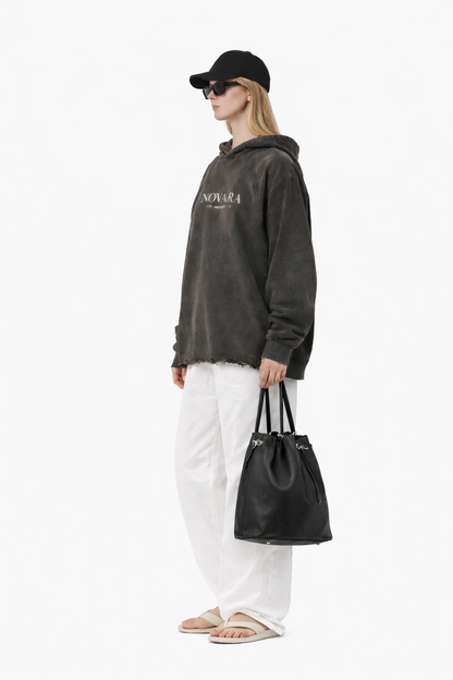 Vintage Washed Frayed-Hem Hoodie Novara Studio   Novara Studio