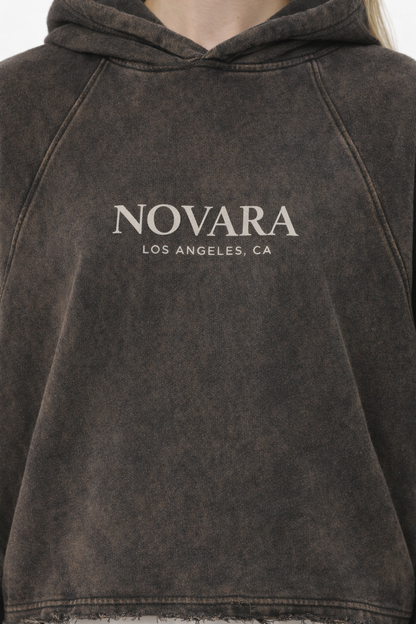 Vintage Washed Frayed-Hem Hoodie Novara Studio   Novara Studio