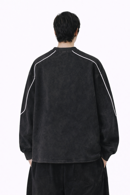 Mineral Wash Piping Raw Hem Sweatshirt Novara Studio   Novara Studio