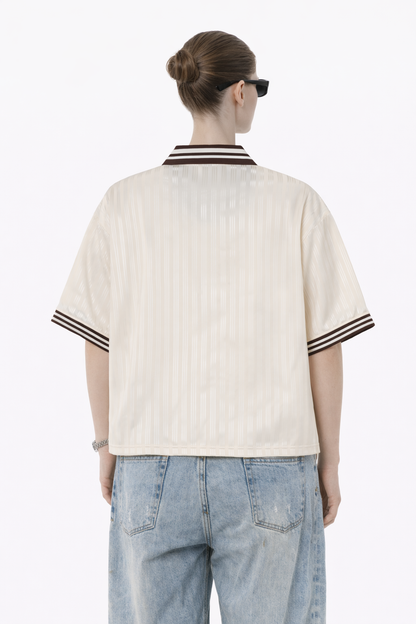 Contrast Stripes Polo Collar T-Shirt Novara Shop   Novara Studio