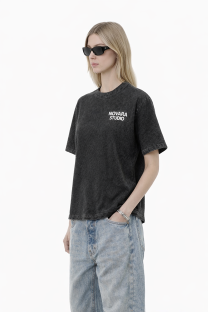 Textured Waffle Washed Boxy T-Shirt Novara Shop   Novara Studio