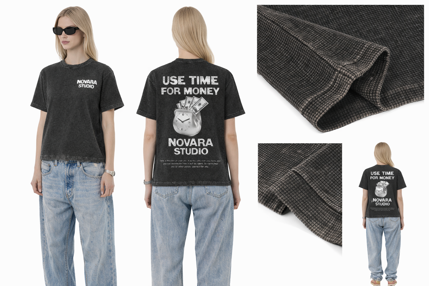 Textured Waffle Washed Boxy T-Shirt Novara Shop   Novara Studio