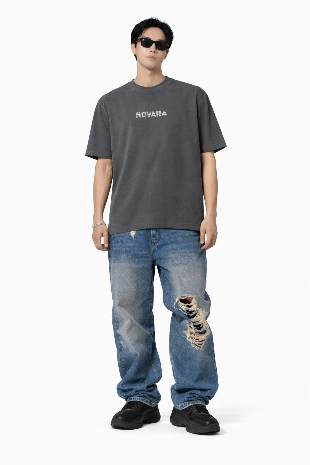 Heavyweight Vintage Washed Frayed T-Shirt ODMPOD   Novara Studio