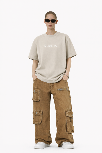 Heavyweight Vintage Washed Frayed T-Shirt Novara Studio   Novara Studio