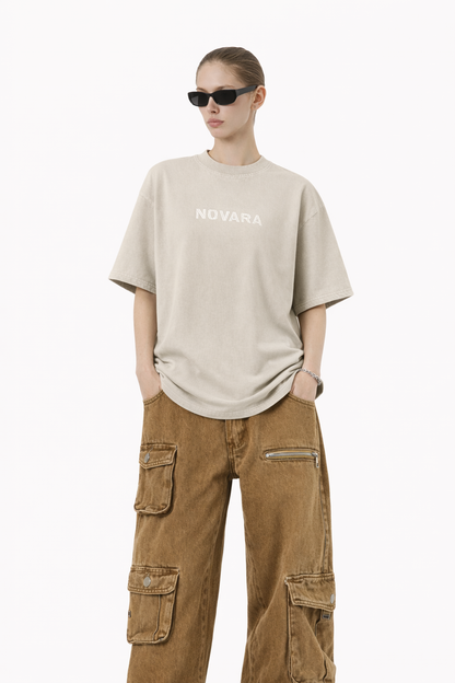 Heavyweight Vintage Washed Frayed T-Shirt Novara Studio   Novara Studio