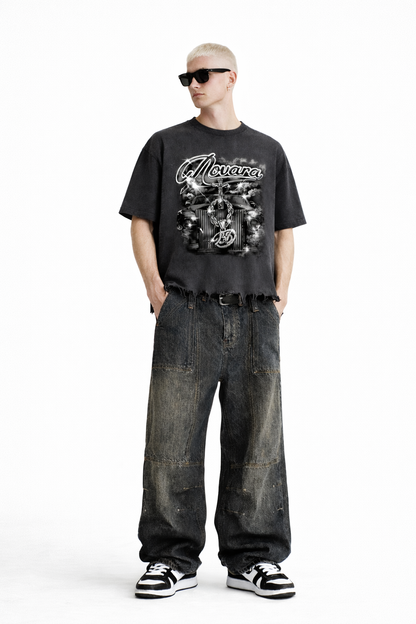 Wash Boxy Distressed Hem T-Shirt Novara Shop   Novara Studio