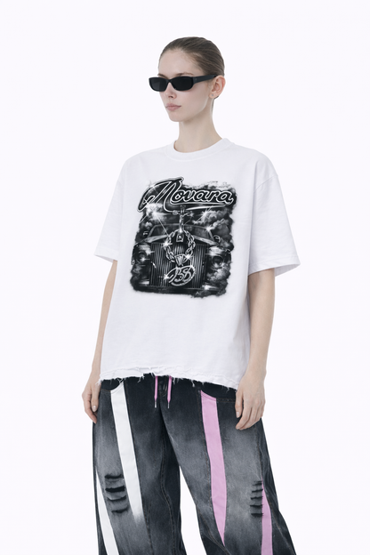 Wash Boxy Distressed Hem T-Shirt Novara Shop   Novara Studio