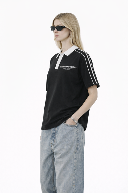 Contrast Collar Short-Sleeve Polo Shirt Novara Shop   Novara Studio