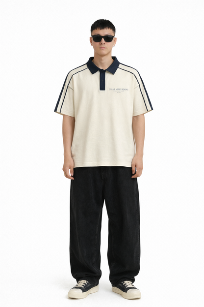 Contrast Collar Short-Sleeve Polo Shirt Novara Shop   Novara Studio