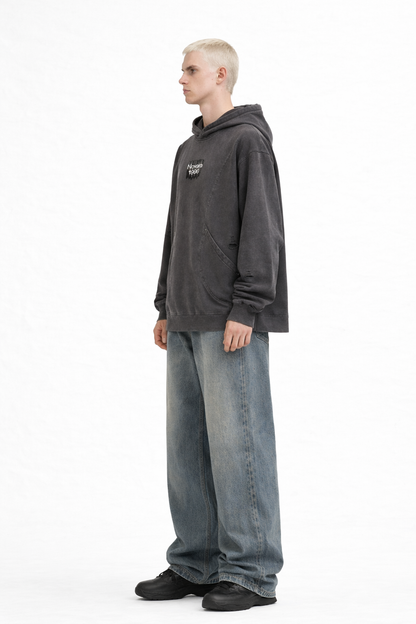Snow Washed Distressed Panel Pocket Hoodie Novara Shop   Novara Studio