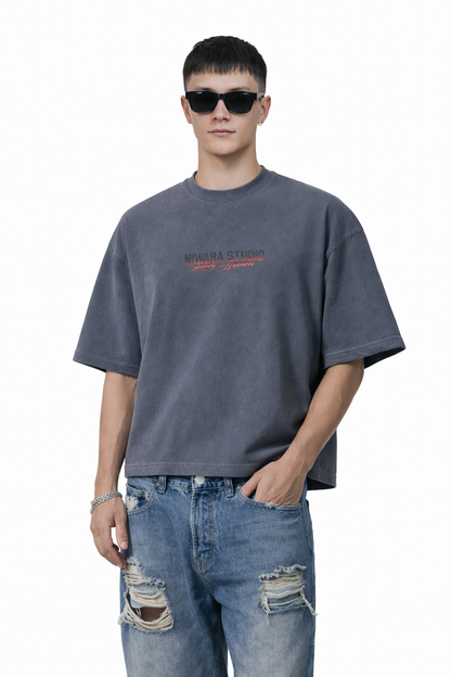 GET RICH Vintage Washed Boxy T-Shirt Novara Studio   Novara Studio