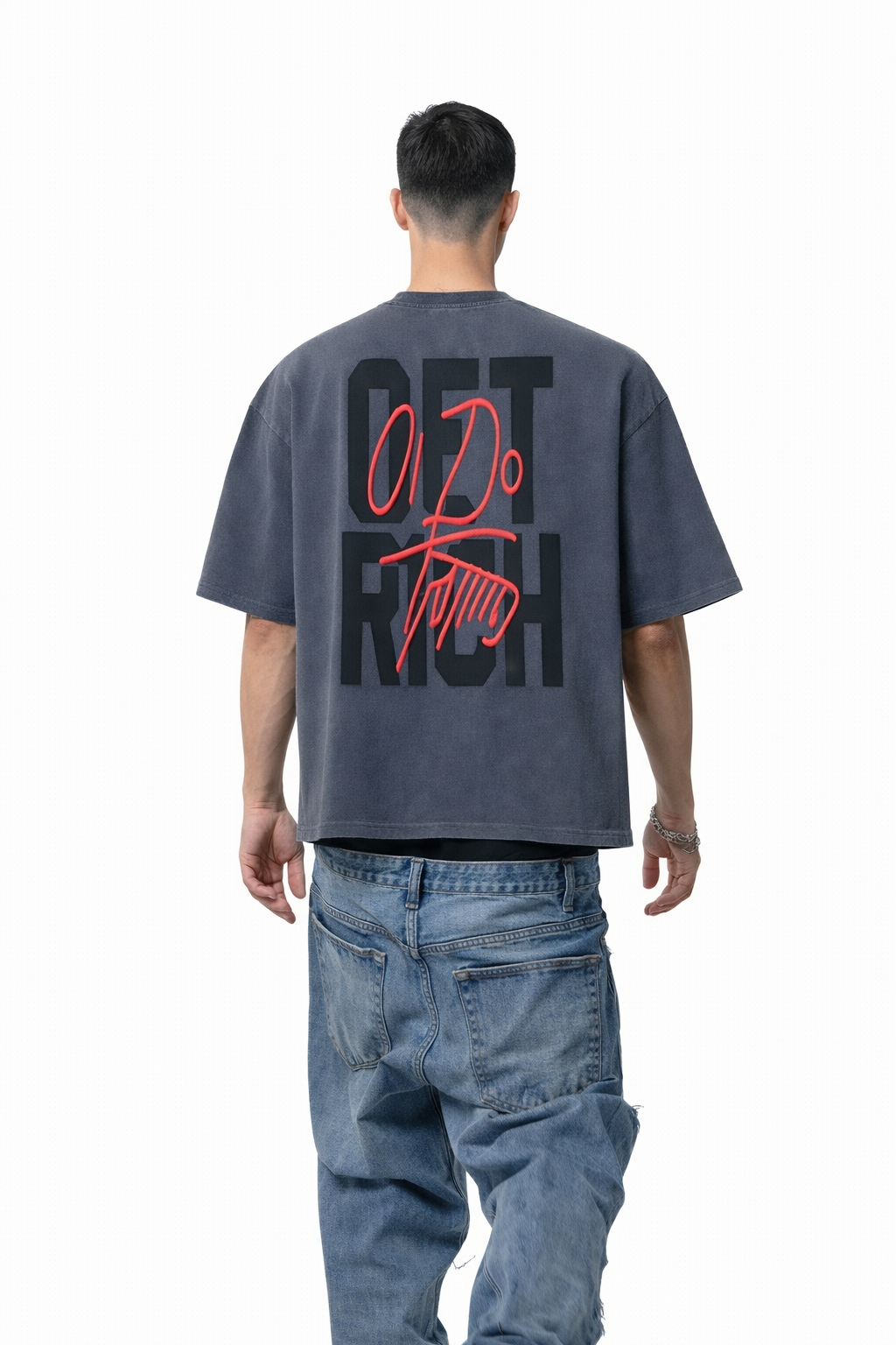 GET RICH Vintage Washed Boxy T-Shirt Novara Studio   Novara Studio