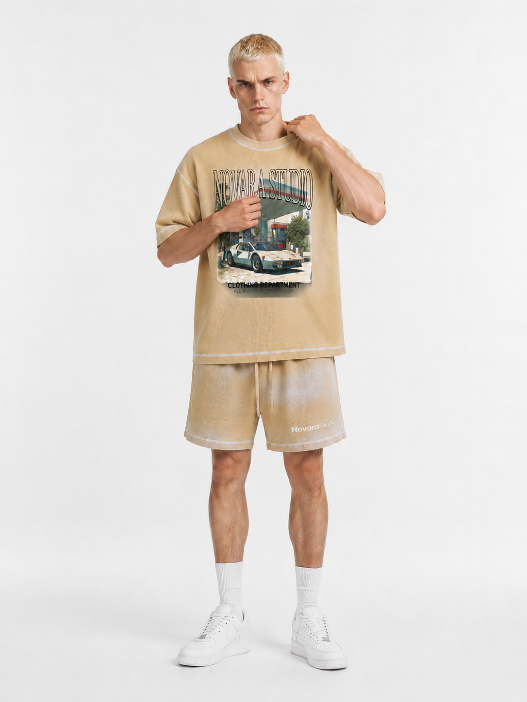 Unisex Sunfade Waffle Boxy T-Shirt ODMPOD Novara Studio