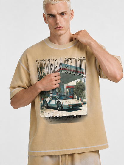 Unisex Sunfade Waffle Boxy T-Shirt ODMPOD   Novara Studio