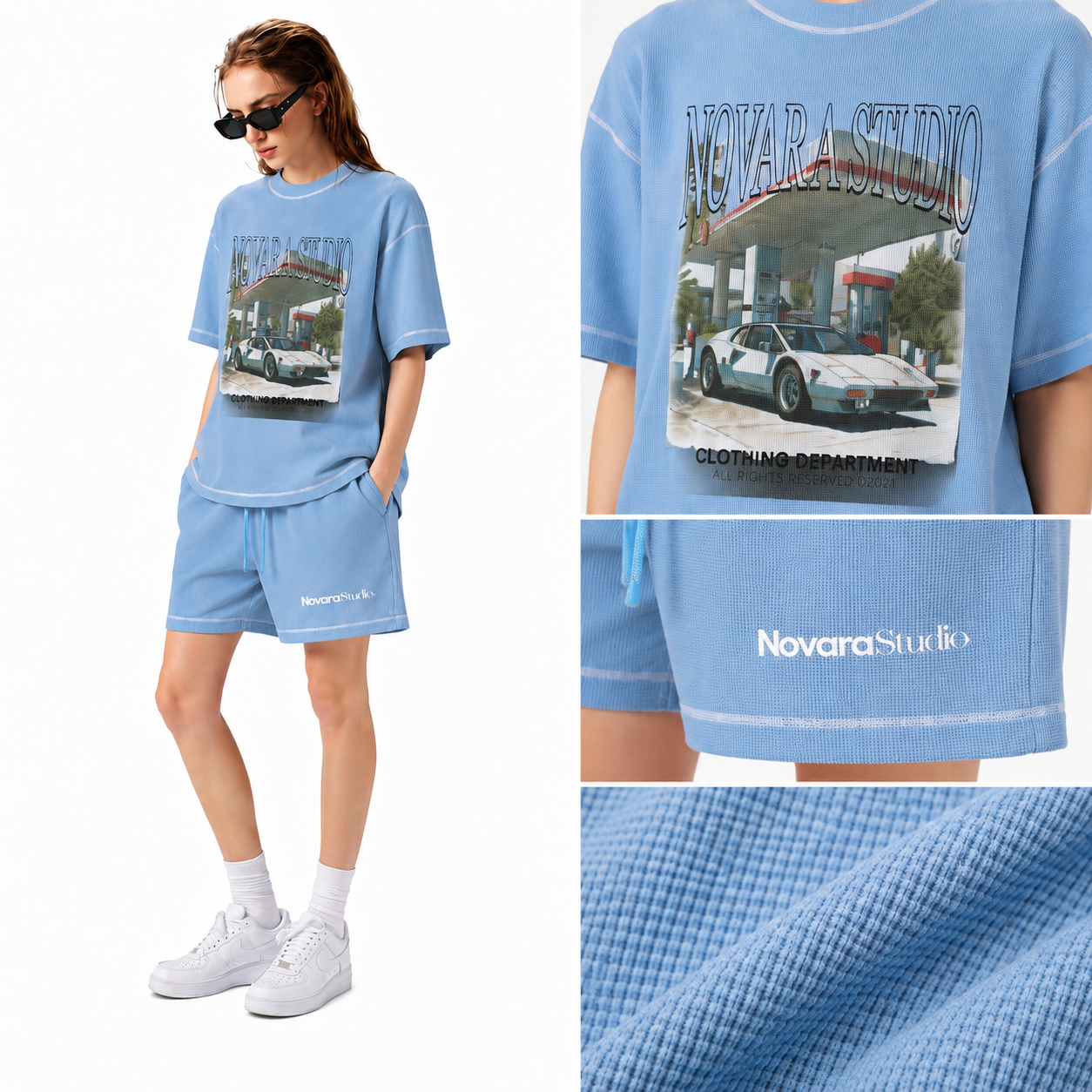Retro Waffle Boxy Tee Novara Studio   Novara Studio