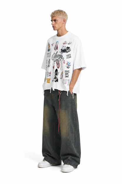 Snow Wash Raw-Hem Boxy T-shirt ODMPOD   Novara Studio