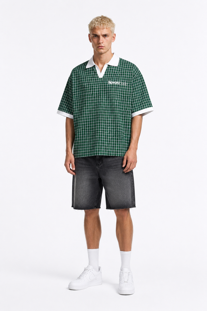 Unisex Boxy Plaid Color Block Polo Shirt ODMPOD   Novara Studio