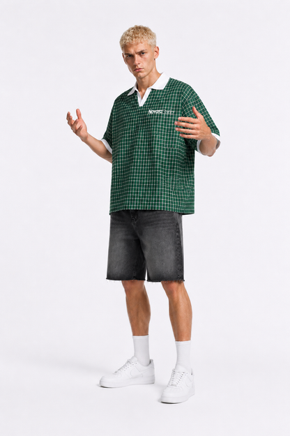 Unisex Boxy Plaid Color Block Polo Shirt ODMPOD   Novara Studio