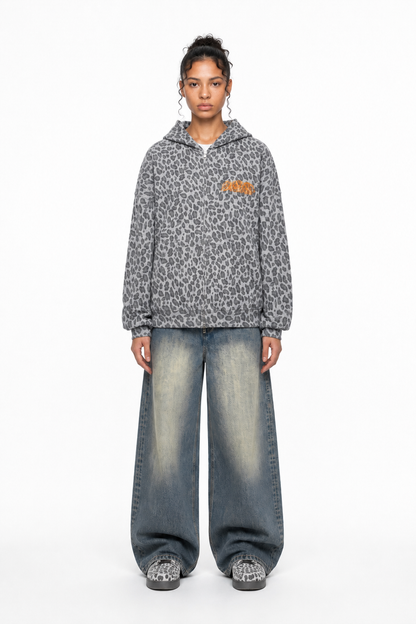 Unisex Leopard Print Waffle Full Zip Hoodie ODMPOD   Novara Studio