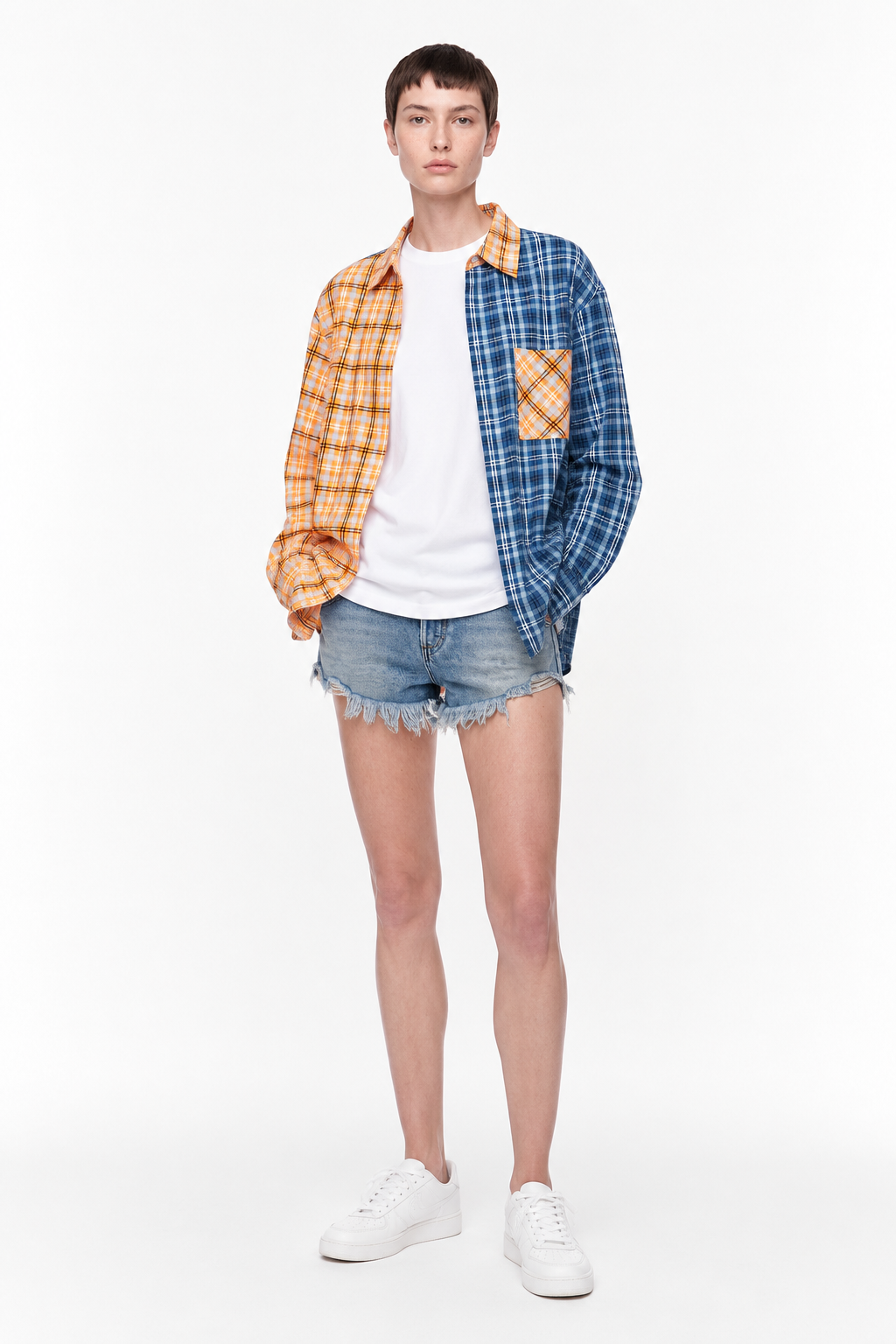 Unisex Oversized Plaid Color Block Shirt ODMPOD Novara Studio