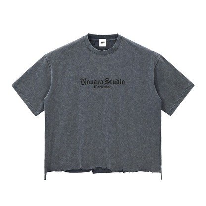 Snow Wash Raw-Hem Boxy T-shirt ODMPOD   Novara Studio