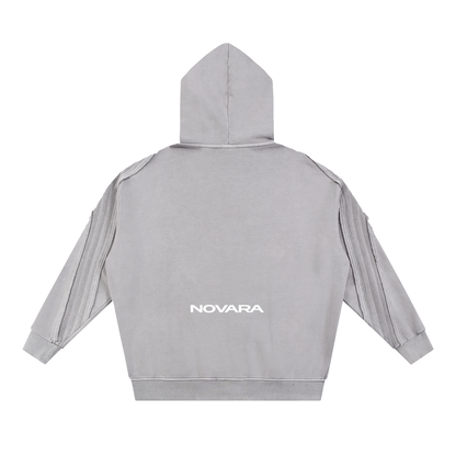 Snow Washed Tape Raw Edge Zip Hoodie ODMPOD   Novara Shop