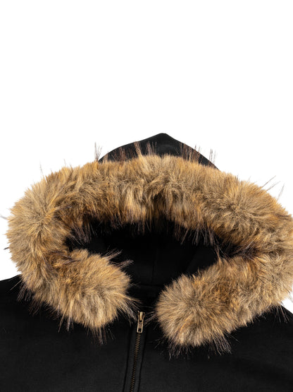 Sun Fade Boxy Detachable Fur Hoodie ODMPOD   Novara Shop