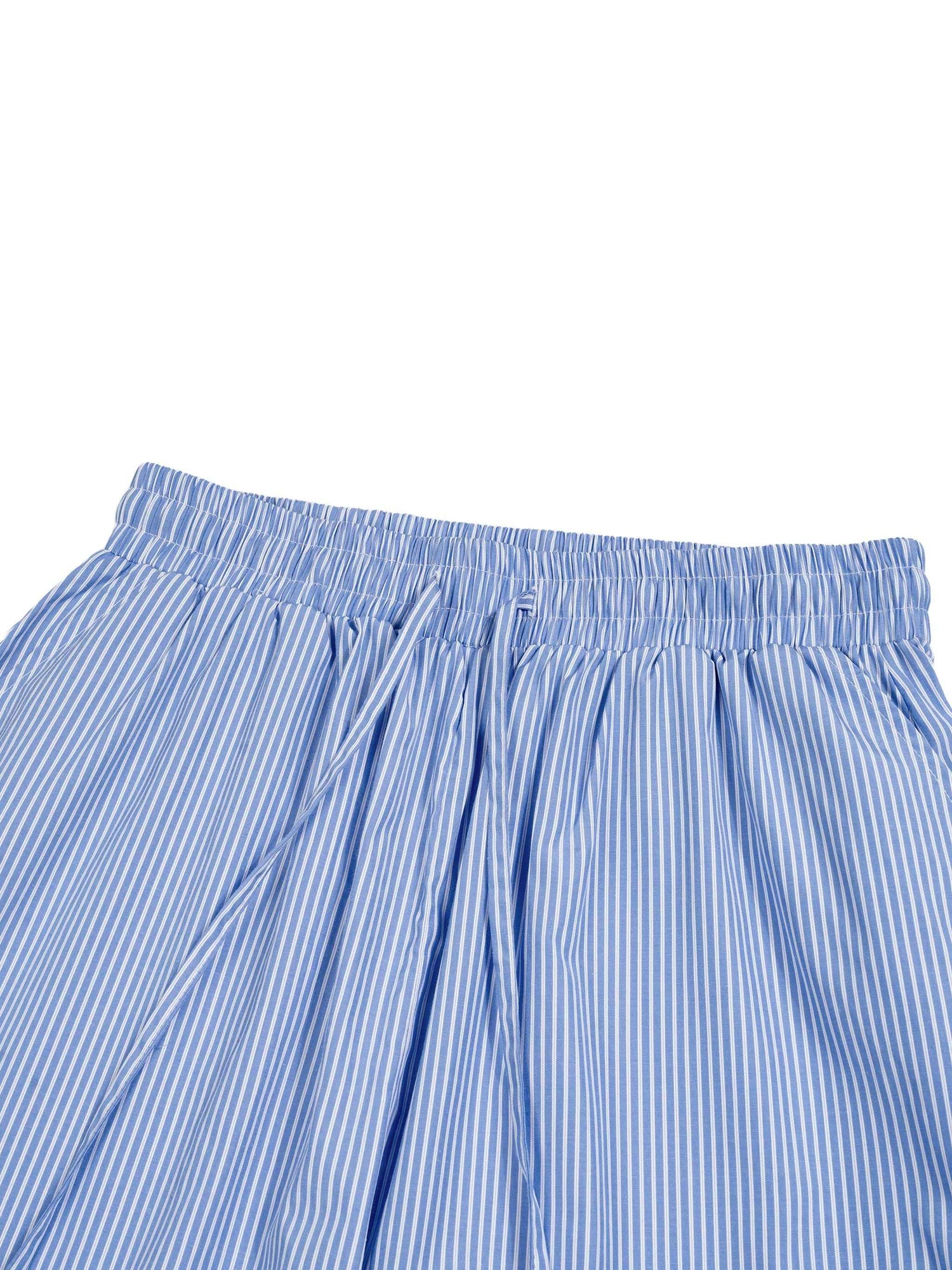 Vertical Stripe Drawstring Barrel Pants