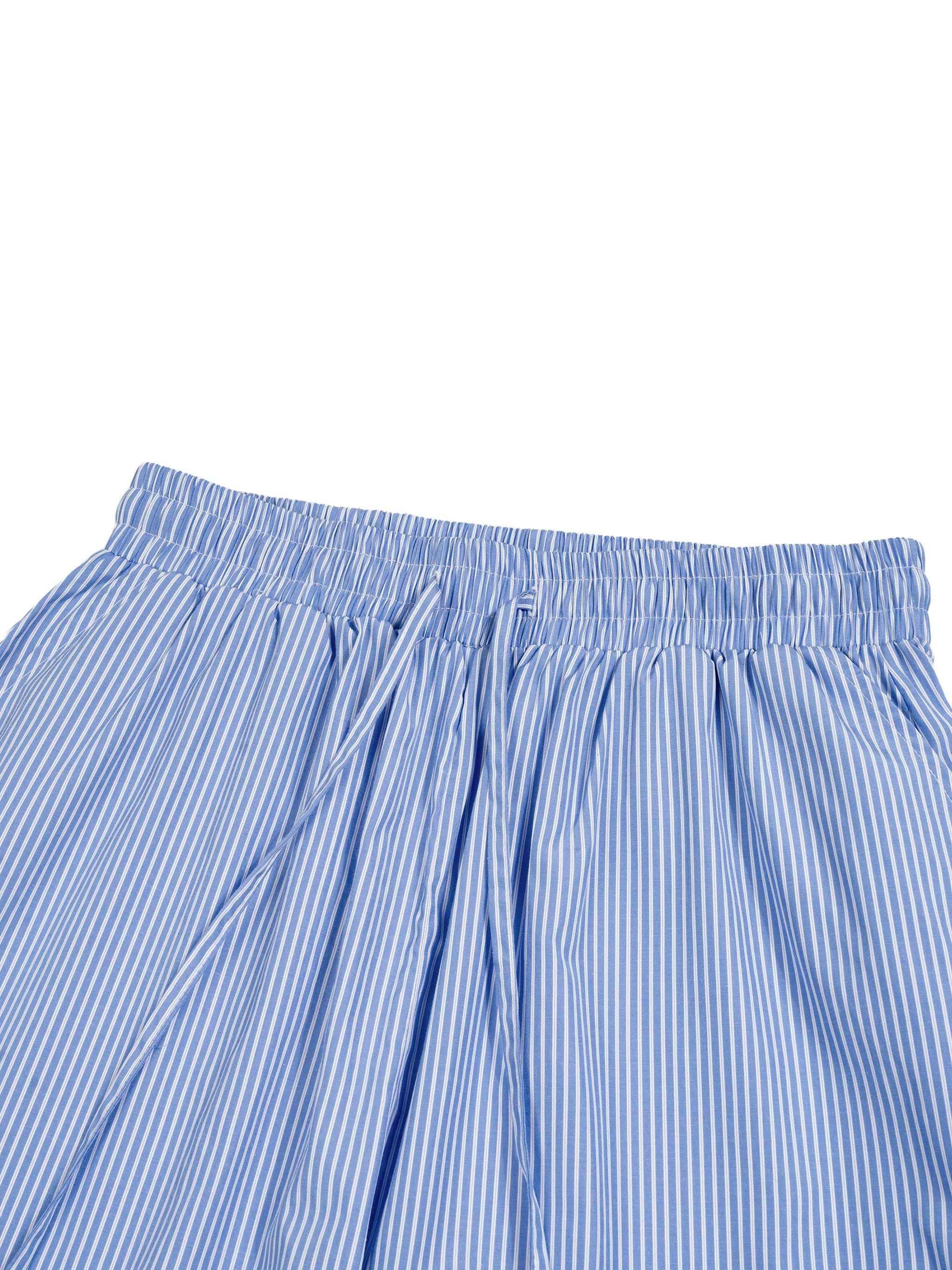 Vertical Stripe Drawstring Barrel Pants